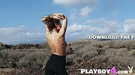 Petite MILF babe exposes her stunning body while posing outdoor