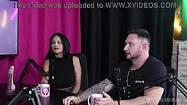 two hotties expose tits, give blowjob, get pussy fucked moaning loudly!