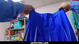 guard interrogates celestina blooms in his back officer in suspicion of stealing - lyftersex