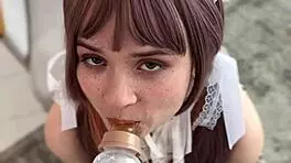 delicious reward for nerdy college babe in cosplay