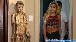 Amateur Teen Babe Fiercely Sucks Cock After Voyeur Massage