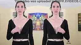 Check out Kit Summers in her two-piece black outfit with deep plunging neck!