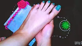 She gives foot massage leading to orgasm