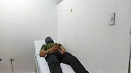 Kinky doctor masturbates his cock