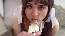 delicious reward for nerdy college babe in cosplay