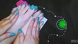 She gives foot massage leading to orgasm