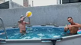 friends lustful wife fucked hard after pool party, cumshot on tight pussy