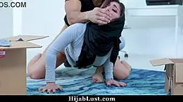 hot hijab teen punished by stepsister's boyfriend in garage!