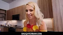 Super petite blonde stepdaughter Madison Summers deepthroats and fucks hard.