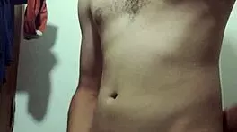 I'm undressing for masturbation in the bathroom.