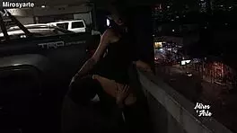 miroslava se deja chupar la chocha por un desconocido en un estacionamiento y siento tanto placer en ese momento tan arriesgado al aire libre