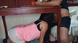 i have my hidden lover sucking my cock under the table.