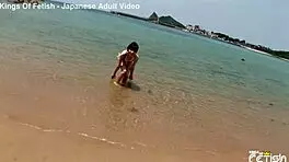 Skinny Japanese Chick Enjoys Beach Photoshoot