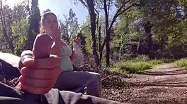 I seduce exhibitionist milf for deepthroat and cum on tits in park