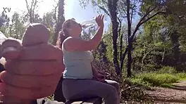 I seduce exhibitionist milf for deepthroat and cum on tits in park