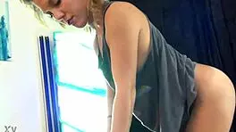 baby got buns introduction: petite blonde with natural tits gives handjob to big cock