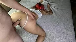 lesbian trying a dick? she curses when it flies into her ass!