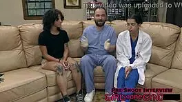 in this backstage scene nicole luva gets tickled by the perverted podiatrist with gloves and blindfold