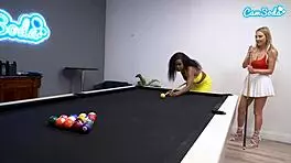 hot amateur college lesbians fuck on pool table before finals