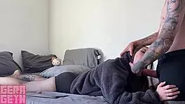 cute stepsister plays video games and huge dick