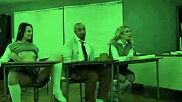 Two petite teen 18+ classmates get fucked by black guy in classroom.