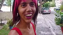 topless in suspenders micro skirt flashing natural tits outdoor