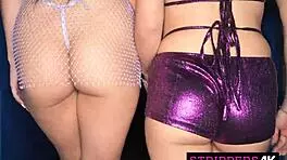 sluts unite to milk vip of cum and cash in teasing striptease session. petite babes ride big cock doggystyle for creampie facial.