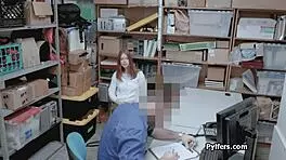 Cute Redhead Burglar Drilled Hard By Security!