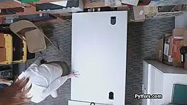 Cute Redhead Burglar Drilled Hard By Security!