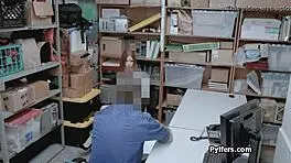 Cute Redhead Burglar Drilled Hard By Security!