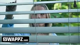 Swappz - Job interview turns into teen stepdaughter swapping foursome.