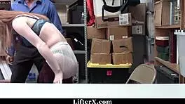 Ella hughes gets caught shoplifting in the garage and faces strict punishment from the officer with intense domination