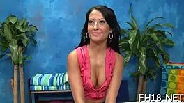 oiled masseuse babe gets hardcore fucking massage