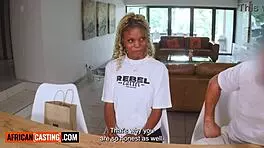 Ebony Teen's Big Tits and Pussy Stretched in Interracial Casting