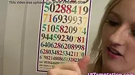 real amateur teen babe in pov scene tugging and handling big cock with skilled handjob moves