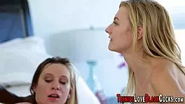 I feel so excited riding that big black cock until facial cumshot covers my blonde teen face