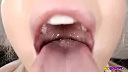 In this scene, a blonde teen 18+ delivers an amazing interracial blowjob on a huge bbc.