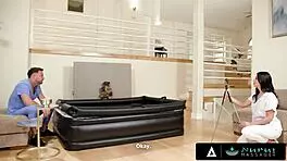 Sexy Gal Ritchie demonstrates the best Nuru massage with riding, tattoos, and bubble butt action!