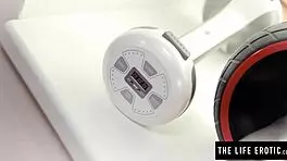 Sweaty Workout Girl Uses Vibrating Dumbbell