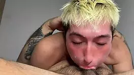 Young femboy faces off against mature stepdaddy in a hardcore creampie session