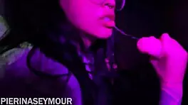 Brunette with Big Ass Takes Two Dicks in Glory Hole