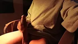 hot naked guy in sweater jerks his big cock with loud moans of intense pleasure!