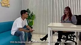 curvy colombian milf therapist bends over for young nerd's huge cock in office creampie session with riding and doggystyle