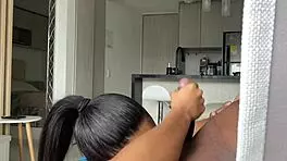 Amateur couple enjoys and swallows huge cock