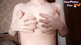 skinny girl achieves nipple orgasm from homemade massage