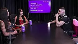 kylian cria's wild scene with transsexual and seven men for professional standout on sheer red