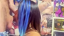 Pretty University Babe Sucks And Gets Facial From Tattooed Bodybuilder