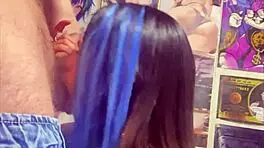 Pretty University Babe Sucks And Gets Facial From Tattooed Bodybuilder