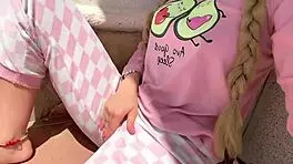 my neighbor was watching me while i was squirting very horny in my garden