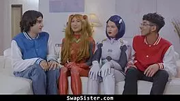 Naughty Cosplayers Dive into Wild Orgy Blowjob and Doggystyle Riding with Asian Teens